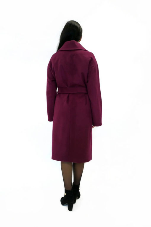 Женское шерстяное пальто Доминика бордовое сзади