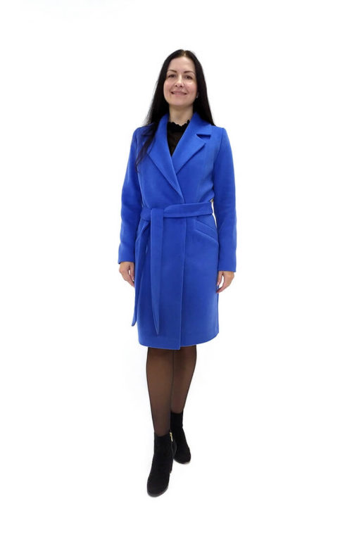 Женское шерстяное голубое пальто Юстина