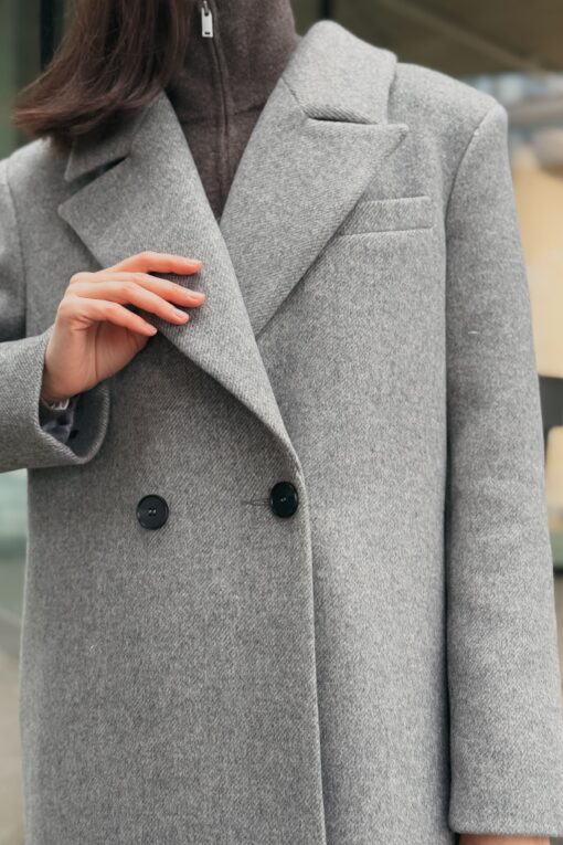 Пальто женское демисезонное Злата серое (1)