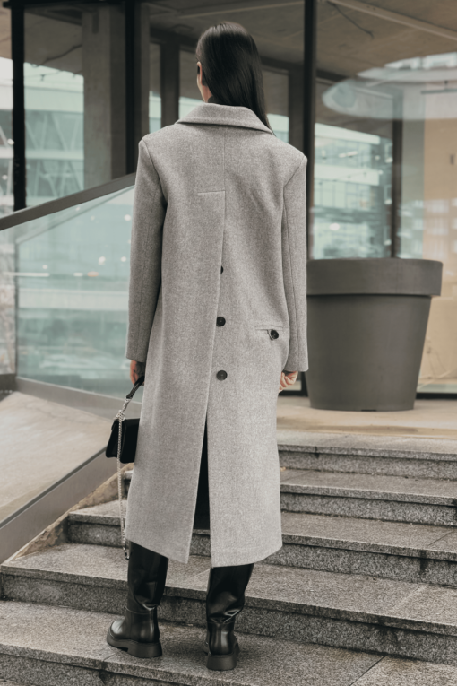 Пальто женское демисезонное Злата серое (2)