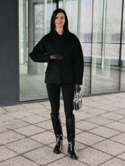 Пальто женское демисезонное Вивьен черное (1)