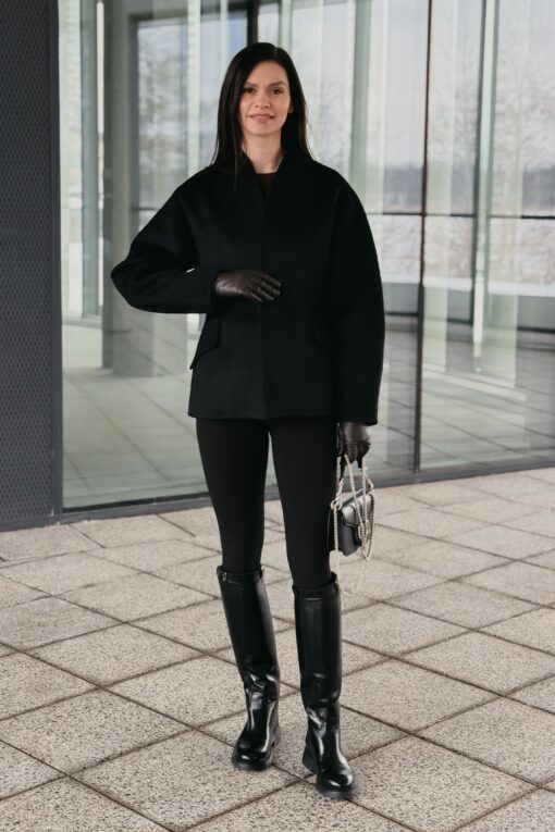 Пальто женское демисезонное Вивьен черное (1)