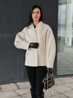 Пальто женское демисезонное Вивьен белое (1)