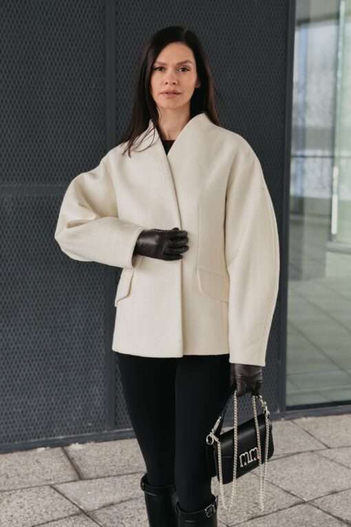 Пальто женское демисезонное Вивьен белое (1)