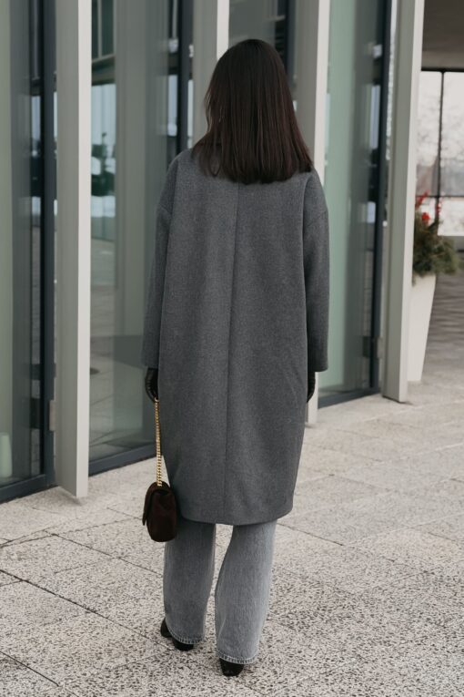 Пальто женское демисезонное Диана темно-серое (2)