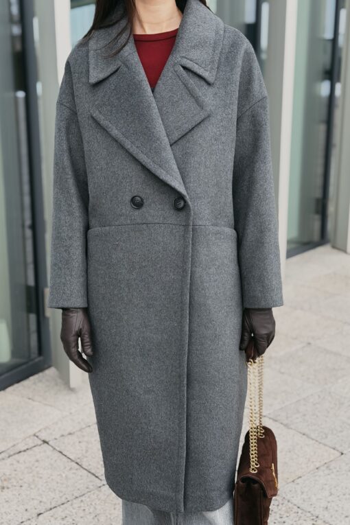 Пальто женское демисезонное Диана темно-серое (1)