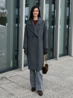 Пальто женское демисезонное Диана темно-серое