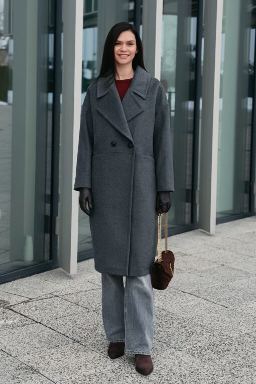 Пальто женское демисезонное Диана темно-серое Пальто женское демисезонное Диана темно-серое