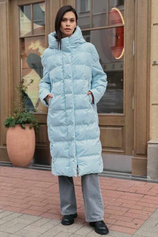 Пальто женское зимнее Алена голубое