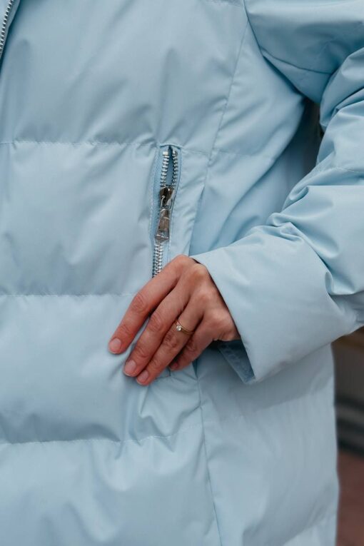 Пальто женское зимнее Алена голубое (2)